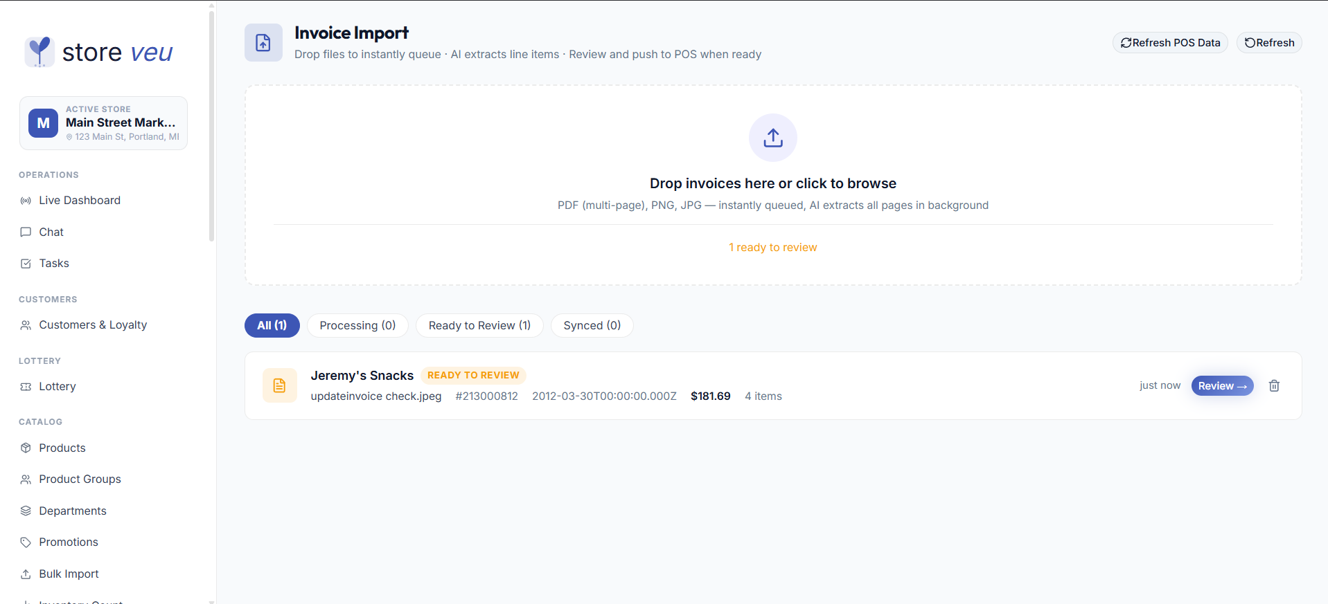 Data Import & Vendor Feeds screen