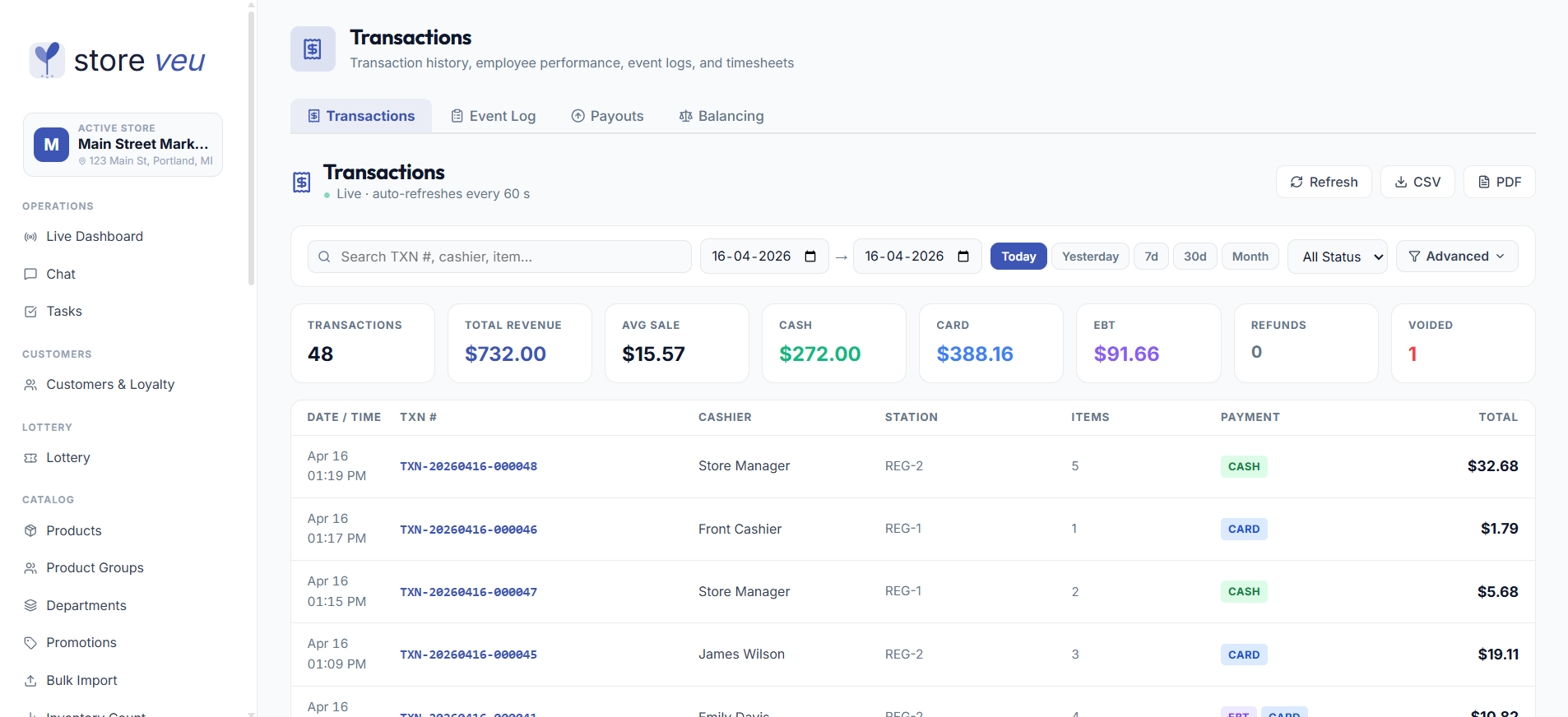 Reports & Exports screen