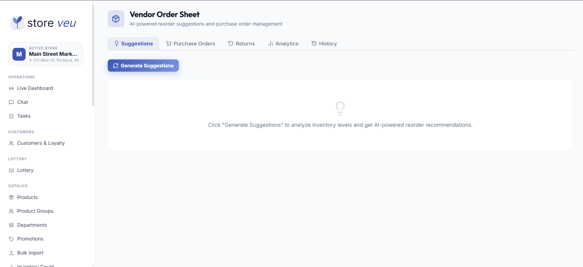 Vendor Auto-Ordering screen
